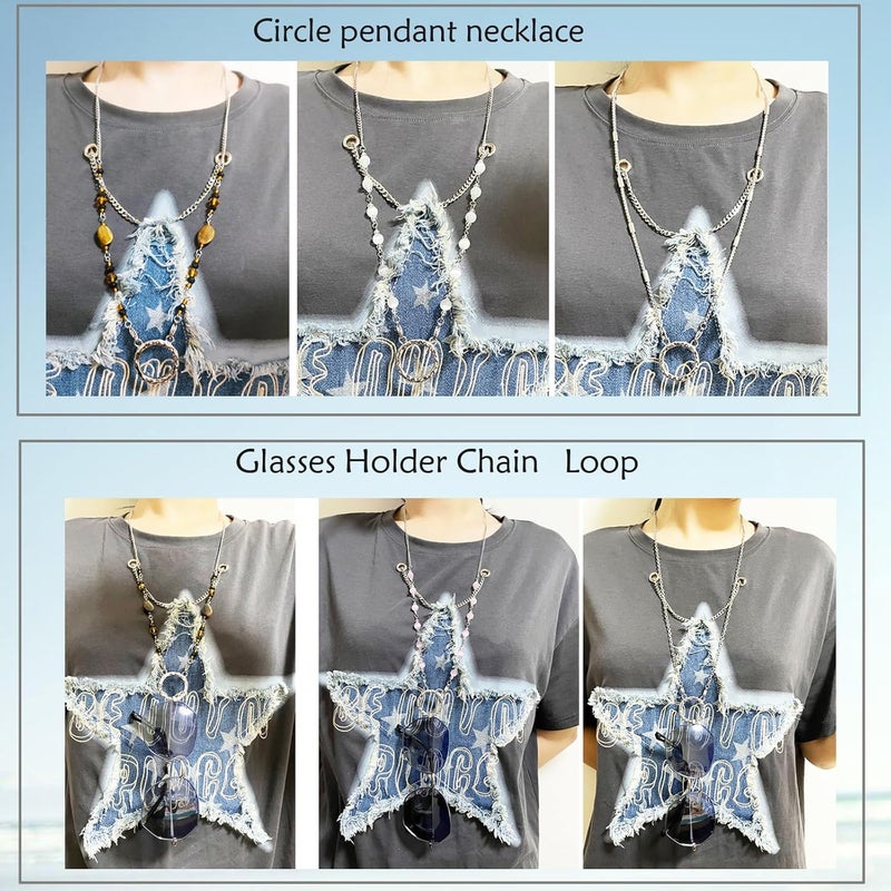 Hongeely Glasses Holder Chain Loop Eyeglasses Necklace Ring for Women Reading Glasses Sunglasses Necklace for Men - Image 3